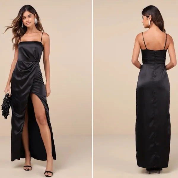 LULU's Sexy Chic Elegant Prom Wedding Formal Event Chic Satin Maxi Gown - Image 6