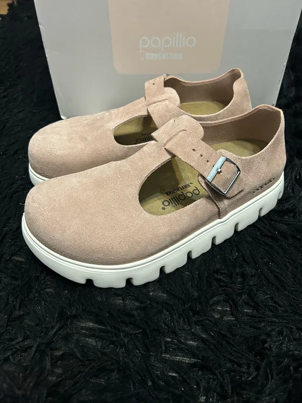 PAPILLIO by BIRKENSTOCK Mary Jane pink leather platform buckle shoes women’s eur 40 new - Image 2