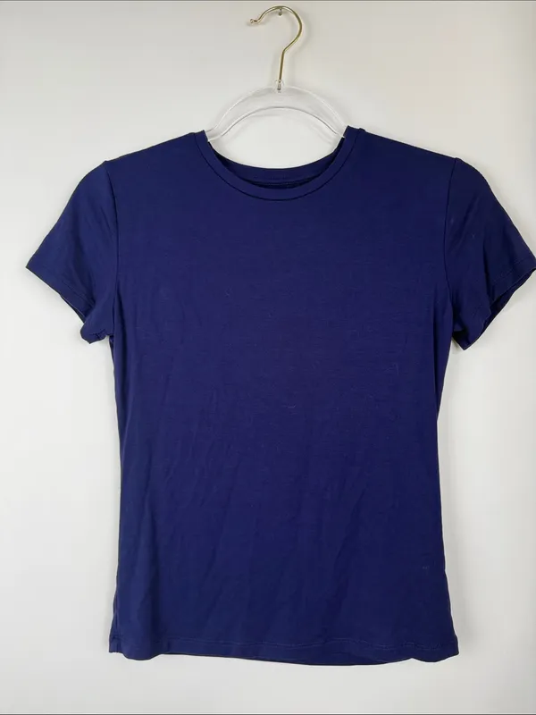 Abardsion Navy Blue Short Sleeve Crew Neck Slim Fit Fitted T-shirt Size Medium - Image 4