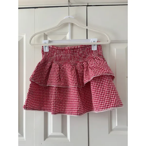 One Clothing Red White Gingham Ruffle Mini Skirt M - Image 6