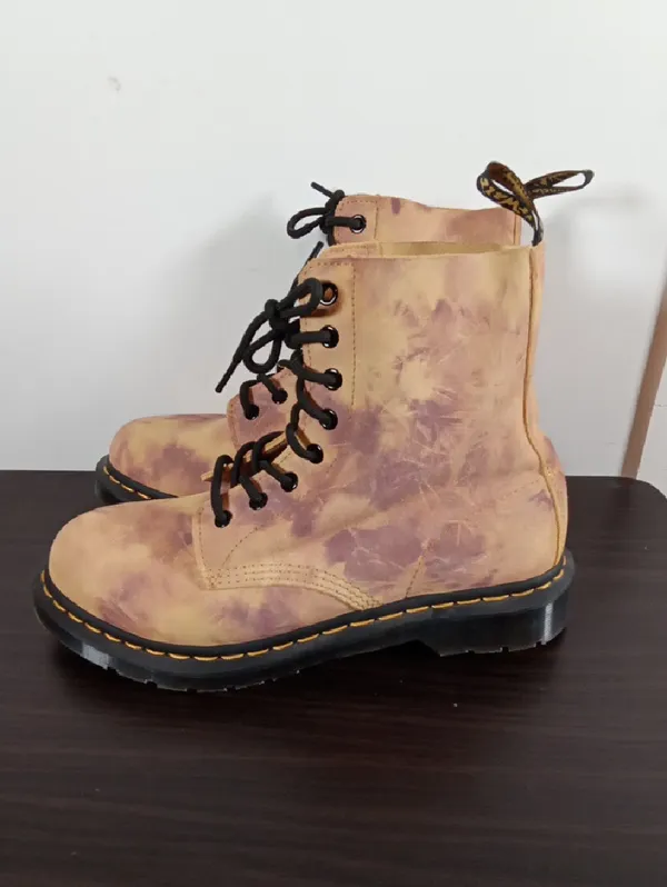 Dr. Martens Pascal Burnt Yellow Grunnge Tie Dye Combat Boots Fairy 9 Womens - Image 4