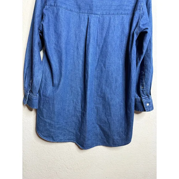 GALLARDAGALANTE Denim TUnic Blouse Boat Neck Cotton Japanese Size F One Size - Image 11