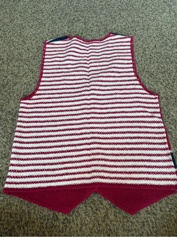 Copper Key VTG Red Striped Button-Front Knit Vest - Image 4
