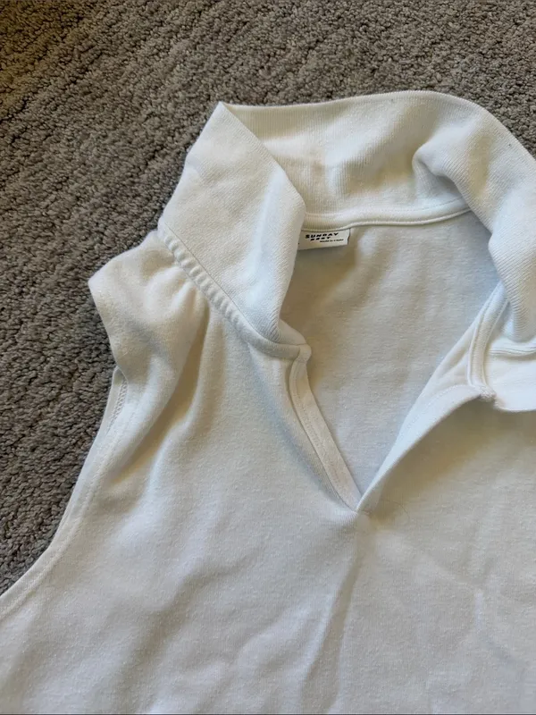 Aritizia Sunday Best Knox White Crop Polo Top - Image 4
