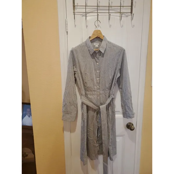 J crew Tie-waist Shirtdress In Stripe - Size 12 - Image 5