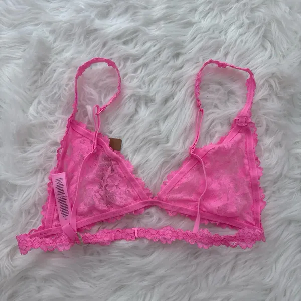 Skims Stretch Lace Triangle Bralette Sugar Pink Size Medium - Image 5