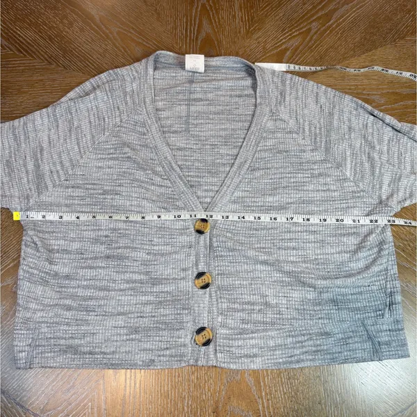 Free‎ People We The Free Ribbed Knit Cropped Button Front Cardigan Gray Small - Image 7