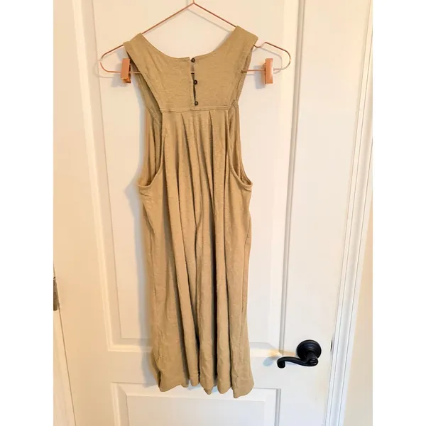 Free People Mini Dress‎ Womens Salt Marsh M Tan Pleated Cotton OB1164929 - Image 12