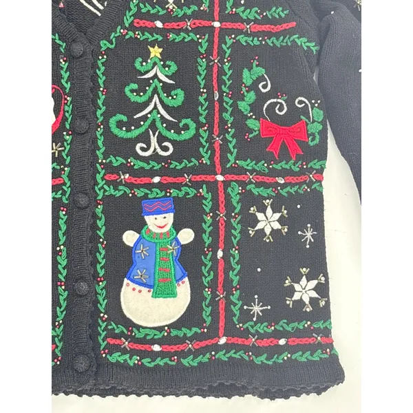 Designers Studio Originals Vintage 90s Ugly Christmas Cardigan Sweater Medium - Image 6