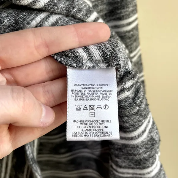 Anthropologie 9-H15 STCL gray white striped turtleneck‎ poncho sweater women's M - Image 4