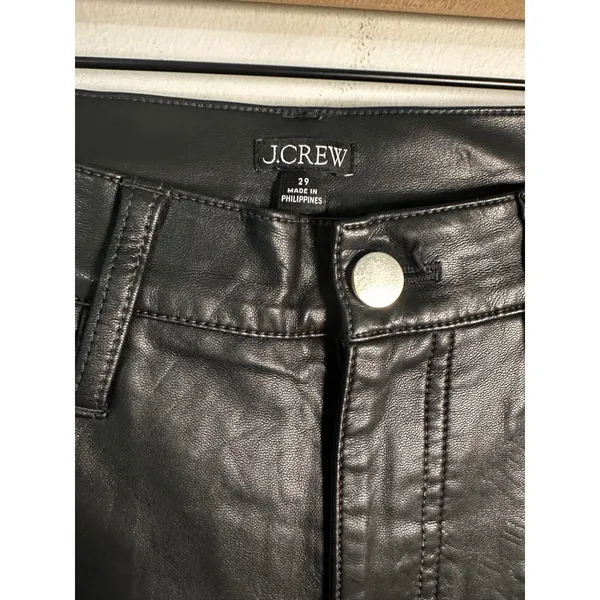 J.Crew Womens High-Rise Slim Demi-Boot Pant‎ Faux Leather Black BK823 Size 29 - Image 5