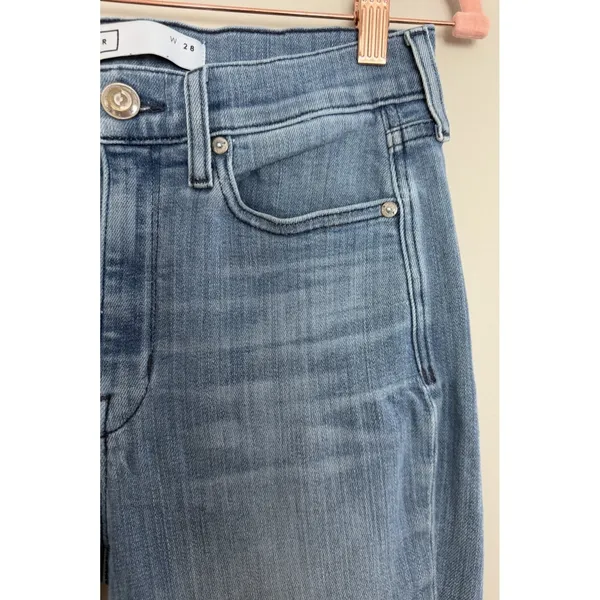 AYR The Pop Straight Jeans High Rise Medium Wash Stretch Denim Women's Size 28 - Image 10