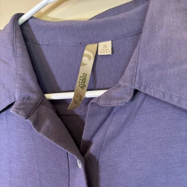 Comfy USA Shirt Dress Womens Small Purple Long‎ Sleeve Button Front Modal Blend - Image 5