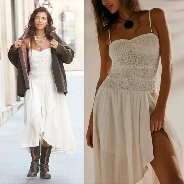 Free People Ethereal Fairy Sparkling Moment Midi Dress in White Size Small - Image 6
