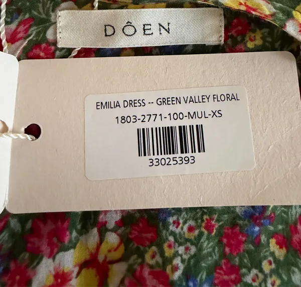 Doen Emilia Dress in Green Valley Floral. NWT sz XS - Image 5