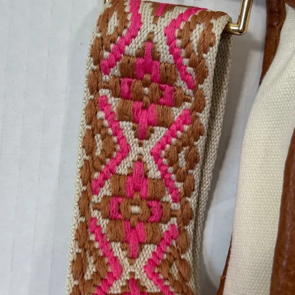 AhDorned Cream Canvas Crossbody Bag Embroidered Strap Boho - Image 10