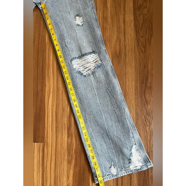 Playboy × PacSun Distressed Baggy Wide Leg Jeans Light Wash Size 23 - Image 7