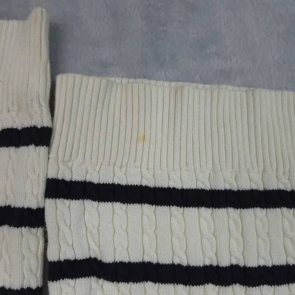 American Living Sweater Womens Large Ivory Blue Striped Cable Knit Turtleneck - Image 3