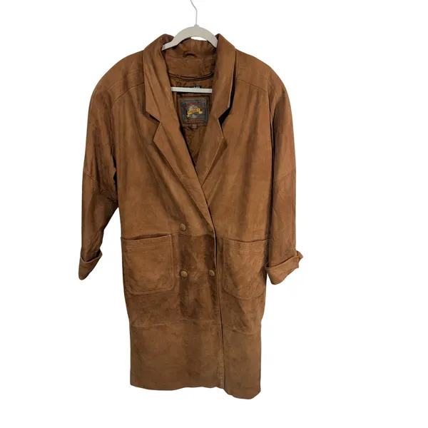 Vintage Wilsons Women's S Brown Leather Trench Coat Cowgirl Western NFRA Rodeo - Image 6