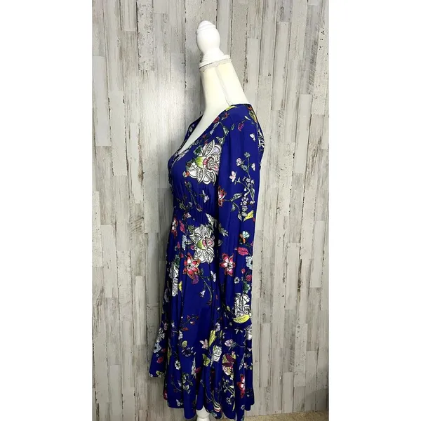 Maeve by Anthropologie Women's XS Blue Floral Long Sleeve Knee Length Dress‎ - Image 7