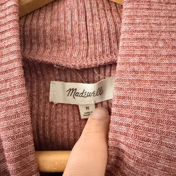 Madewell Pink Ribbed Mock Neck Shirt - Image 3