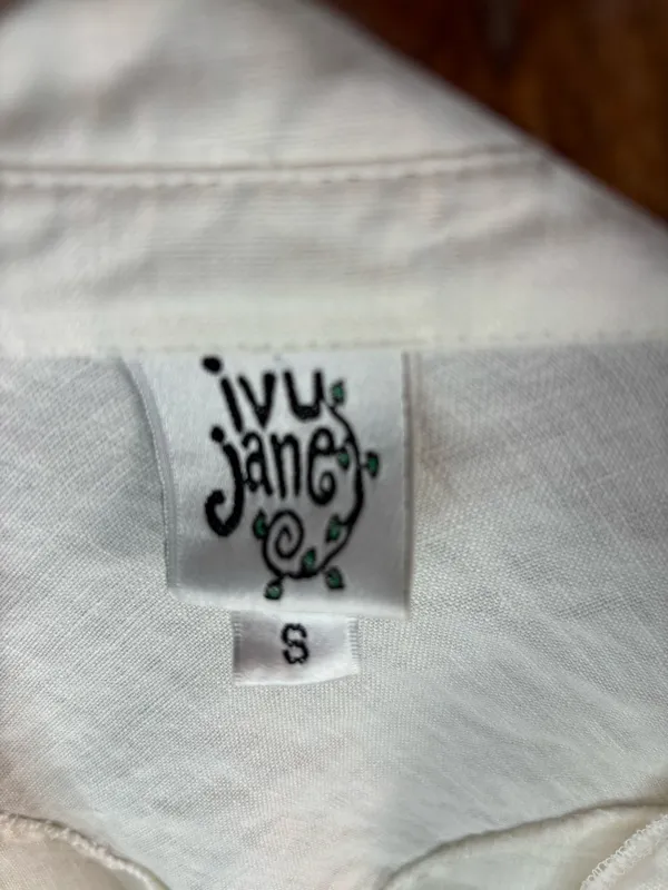 ivy jane S Western Pearl Snap Ivory Linen Tie-Front Crop Top - Image 8