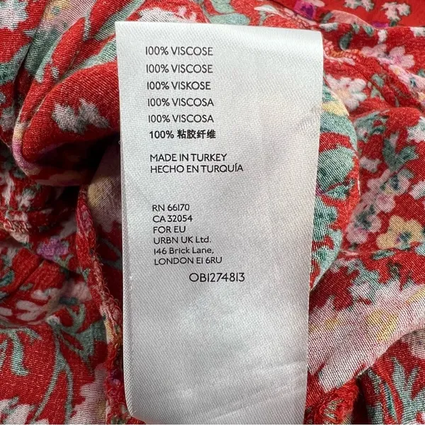 By Anthropologie Robin Tiered‎ Mini Dress red floral sz M - Image 6