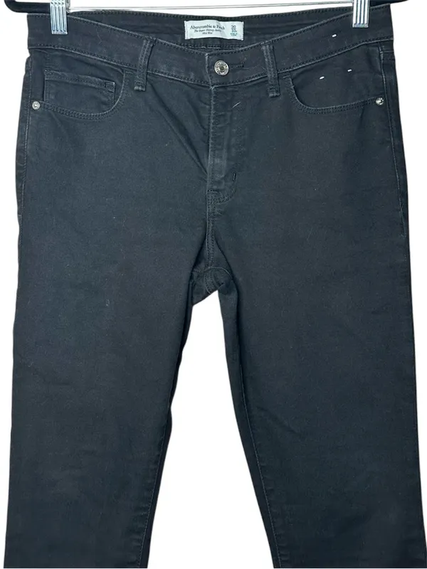 Abercrombie & Fitch Super Skinny Ankle Mid Rise Black Jeans Size 30/10 Short - Image 2