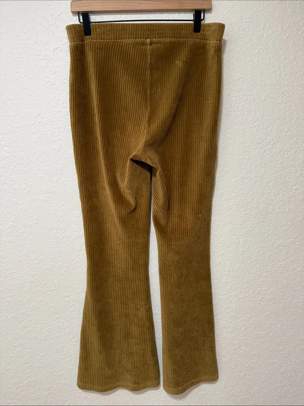 AERIE Groove On Ribbed Flare Velour Pants Size Large - Image 4