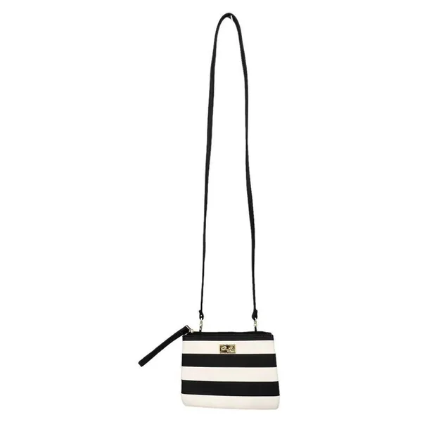 Betsey Johnson Signature Black & White Striped Luv Betsey Crossbody Wristlet - Image 2