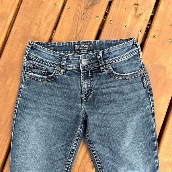 Silver Jeans Y2K Suki Surplus Low Rise Bootcut Thick Stitch Pockets Size 29 - Image 2