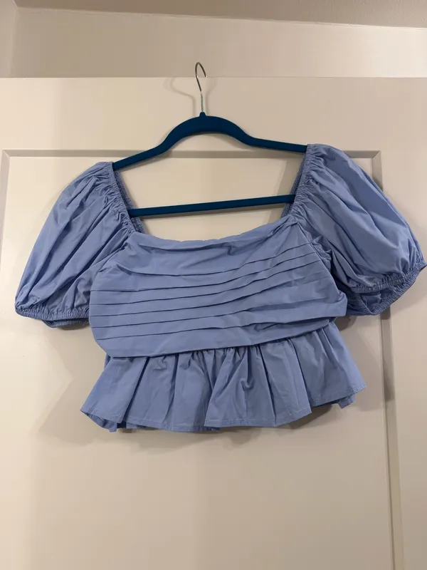 Altar'd State Blue Puff Sleeve Top - Image 3