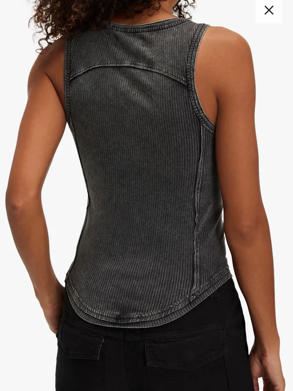 We The Free NWT Jamie Tank Washed Black Ribbed Buckle Straps - Image 2