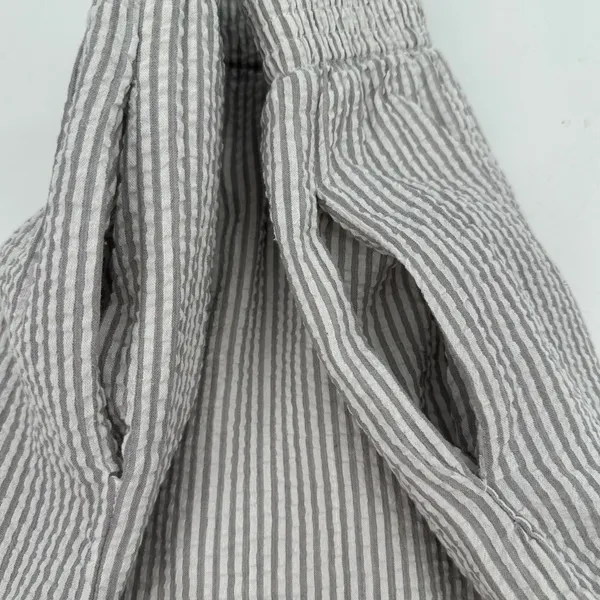 TULIP B Skirt Womens M Gray White Stripe Seersucker Mini Pockets Lined Cotton - Image 4