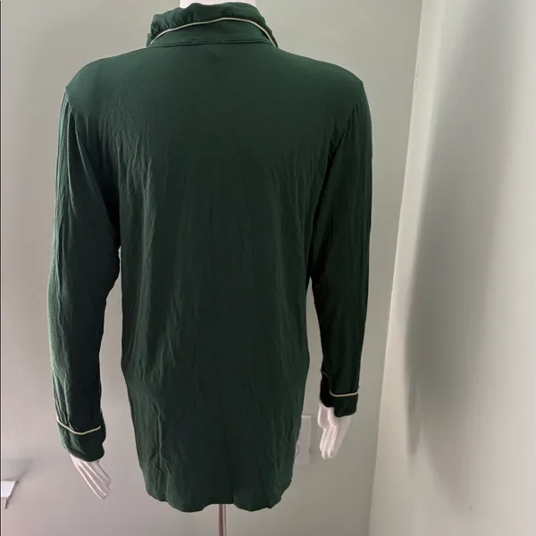 Lake Pajamas Green Long Sleeve Top with Yellow Piping small - Image 5