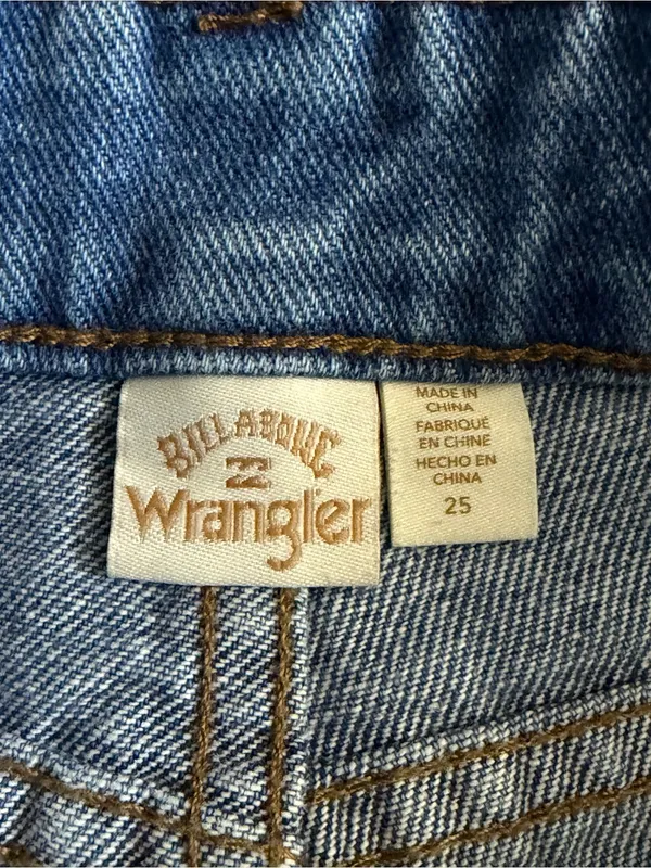BILLABONG x Wrangler Womens High Rise Denim Shorts Size 25 - Image 3