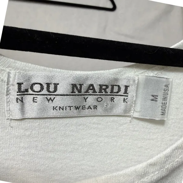 VTG Lou‎ Nardi M Knit Maxi Dress White Minimalist Coastal Summer Boho Lounge 90s - Image 6