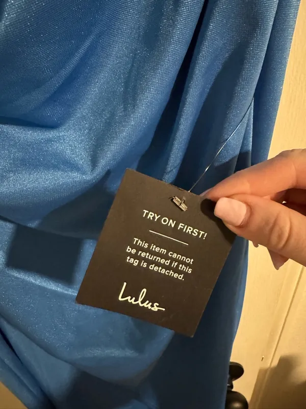 Lulus Elegant Status Bright Blue Knit Strapless Tulip Midi Dress - Image 5