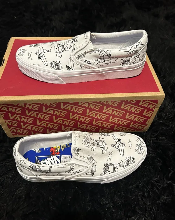 VANS white u-color u-paint slip on shoes sneakers women’s 7 new - Image 8