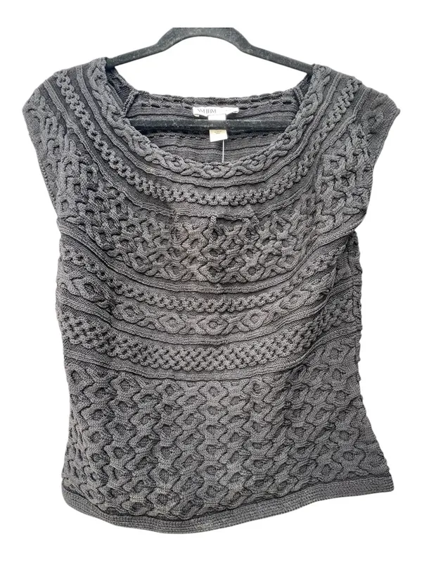 White House | Black Market Outlet Chic Capsule Vest Knit Top Textured Sleeveless Sweater Black Small - Image 5