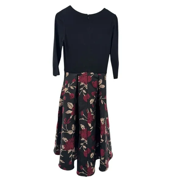 Hutch Black 3/4‎ Sleeve Floral Jacquard High Low Ball Gown Dress Size 2 Cocktail - Image 4