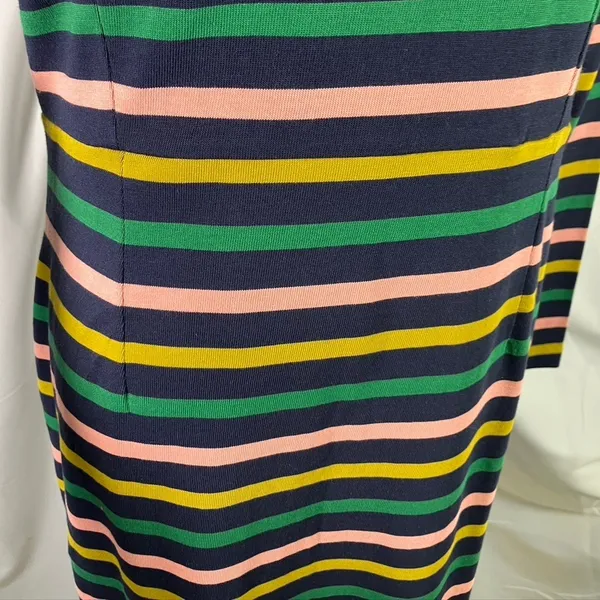 J. Crew Striped Knit‎ Midi Dress Long Sleeve Pink Green Yellow Navy Size 2 New - Image 8