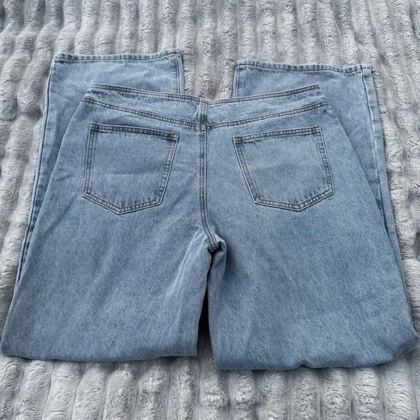 Edikted Wide Leg Jeans Women’s L Light Wash High Rise Button Fly Denim - Image 15