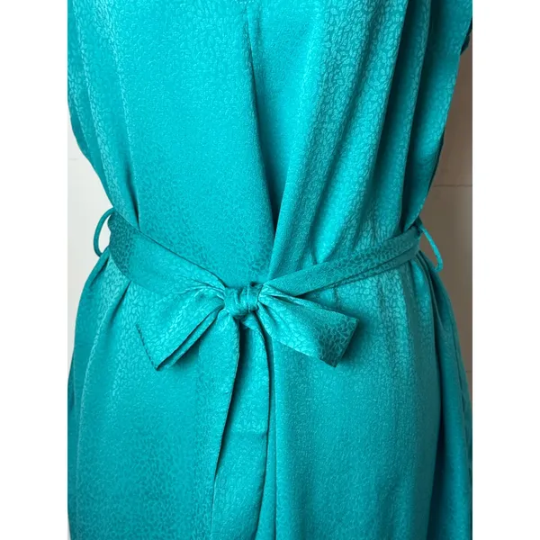 Current Air‎ Dress Women Medium Teal Silky Belted V Neck Short Sleeve Mini Party - Image 8