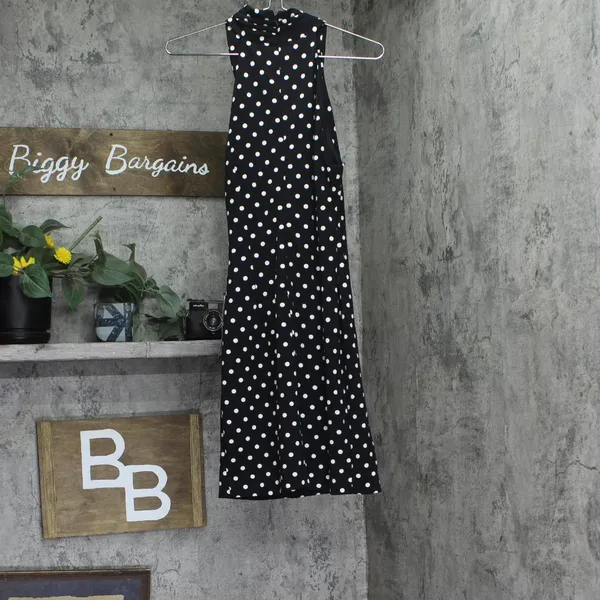 NWT RACHEL by Rachel Roy Polka Dot Harland Printed Halter Dress Black / White M - Image 6