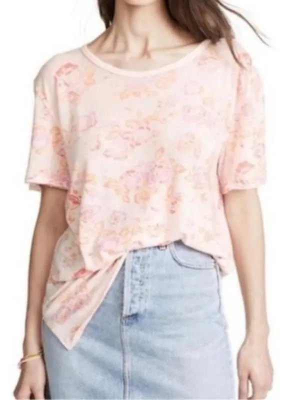 Free People Tourist Tee Floral Pink blush combo fairycore L short sleeves - Image 2
