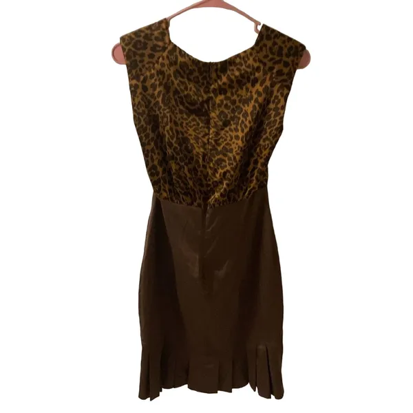 XOXO Brown Cowl Neck Cheetah Print Dress 5/6 Mobwife Coquette Girl Retrogirl Y2K - Image 3