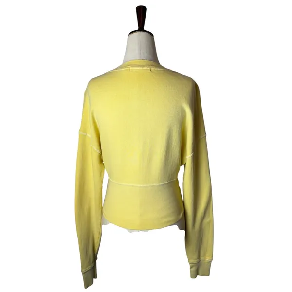 n:PHILANTHROPY Reeves‎ Sweatshirt Women Small Yellow Crop Distressed Streetwear - Image 3