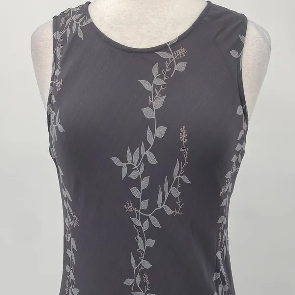 Vintage Y2k Maxi Slip Dress Sleeveless Keyhole Back Floral Vine Pattern Gray M - Image 2