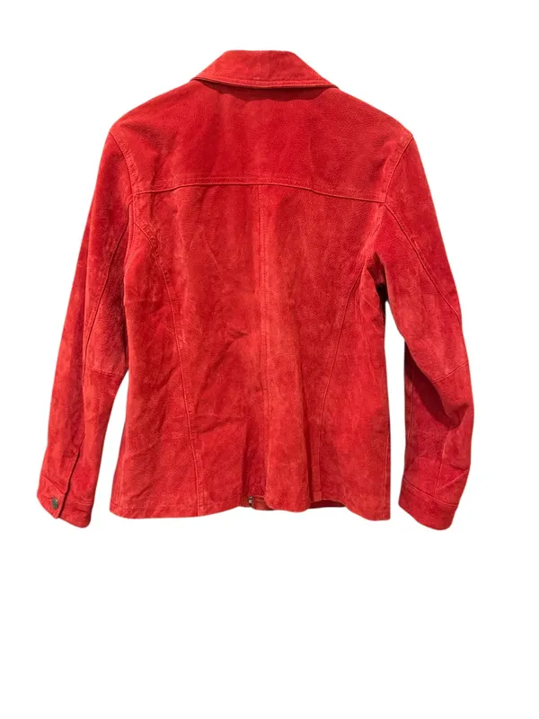 Vintage Red Suede Leather Jacket Size: S - Image 2